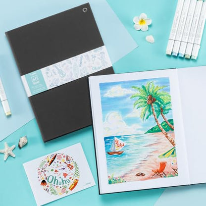 Ohuhu 8.5"x11" Double-Sided Bleedproof Marker Pad Art Sketchbook 60 Sheets - size: 8.5" x 11"