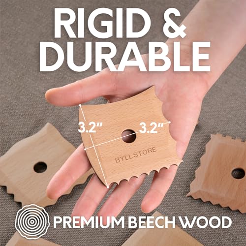 Byllstore Pottery Ribs & Trimming Tools | 2 Foot Shaper Tools | 4 Clay Texture Ribs | Solid Beech Wood | Several Pack Options (6-Pack) - color: 6 Pack | Pottery Ribs