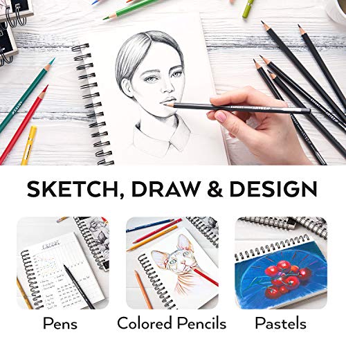 ARTEZA Sketchbook 5.5 x 8.5 Inches, 3 Pack, Spiral, 300 Sheets Total