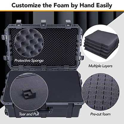 Lykus HC-7530 Hard Case with Wheels and Foam, Inner Size 27.7*15.94*11.42in - size: HC-7530