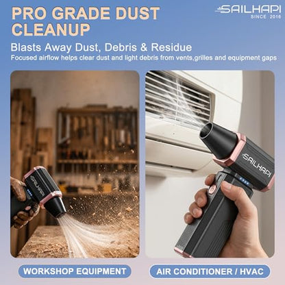 Compressed Air Duster 300000RPM, Cordless Electric Dust Blower - color: Gold+black