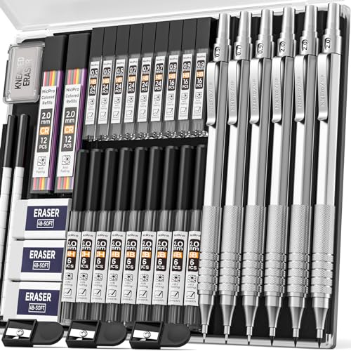 Nicpro 35PCS Art Mechanical Pencils Set + 35PCS Metal Mechanical Pencils Set