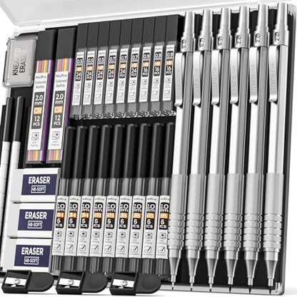 Nicpro 35PCS Art Mechanical Pencils Set + 35PCS Metal Mechanical Pencils Set