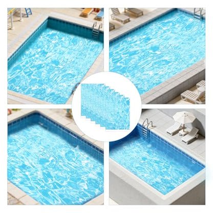 Penitue 6 Sheets Ripple Water Paper, Self-Adhesive Realistic Artificial Ripple Water Effect Paper for DIY Craft Decor Ocean Diorama Miniature River Scenery Sand Table Model (Style B) - style: Style B