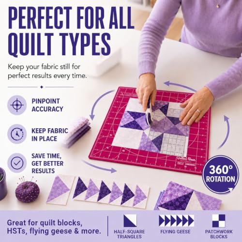 The Quilted Bear 7" x 7" Rotating Self-Healing Cutting Mat, Pink - color: Pink, size: 7"L x 7"W