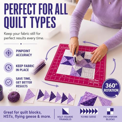 The Quilted Bear 7" x 7" Rotating Self-Healing Cutting Mat, Pink - color: Pink, size: 7"L x 7"W