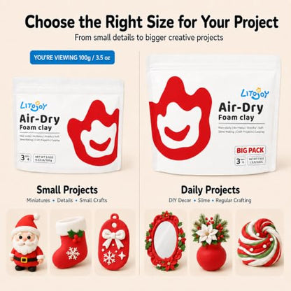 Red Air Dry Foam Clay 100g/3.5oz, Soft & Easy to Mold - color: Red