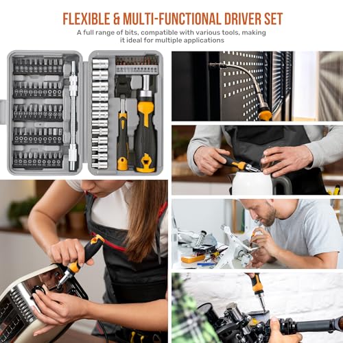 Hi-Spec Multi Screwdriver Bit Set and 1/4 Inch Socket Set with Handles - size: 78pc