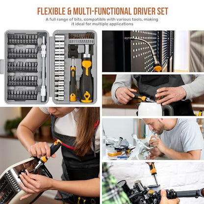 Hi-Spec Multi Screwdriver Bit Set and 1/4 Inch Socket Set with Handles - size: 78pc