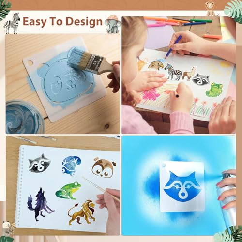 Fainne 100 Pcs 1.5 Inch Animals Theme Small Stencils for Crafts - style: Animals
