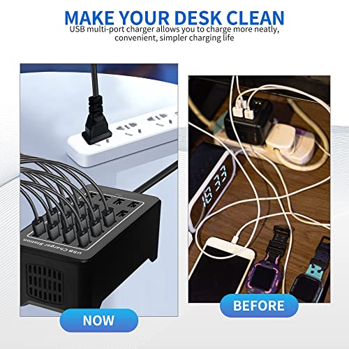 20-Port Desktop USB Charging Station - 100W Multi-Function Smart Charger for Smartphones, Tablets and More Devices - size: 20-port
