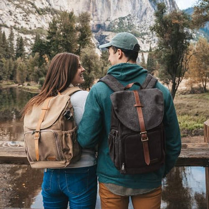 BAGSMART Camera Backpack DSLR Camera Bag Backpacks for Photographers - color: C-khaki[single Buckle]