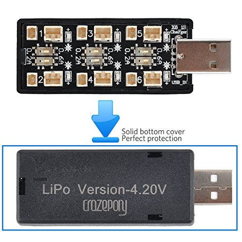 1S LiPo Battery USB Charger 3.7V/4.20V 6-Channel for Tiny Whoop