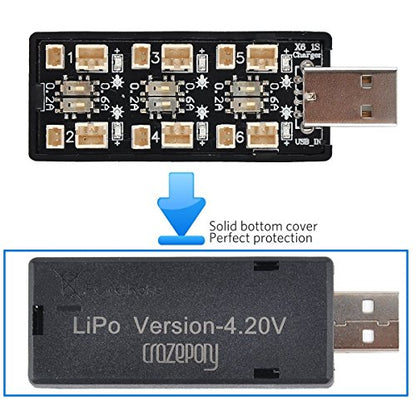 1S LiPo Battery USB Charger 3.7V/4.20V 6-Channel for Tiny Whoop