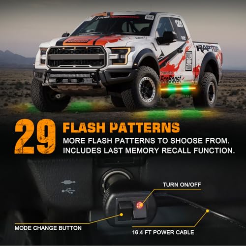 XRIDONSEN 2PCS 60 inch Running Board Lights Truck Strobe Lights - color: Amber/Green