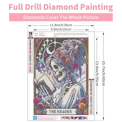 GEEHEIY Diamond Art Kits for Adults, 5D Skull Reader Diamond Painting Kit - color: TRTDNFDP1P02