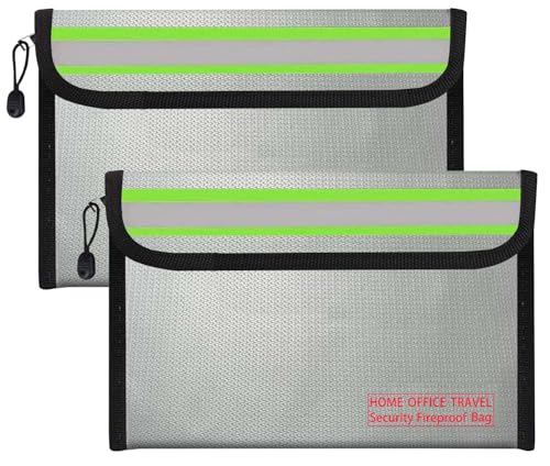 5"x8" Slive Small Fireproof Bag with Zipper Home Office Travel Fireproof Safe Storage for A4 Document File Cash Valuables Jewelry Passport Currency Power Bank Lipo Battery - size: 20*13cm Slive