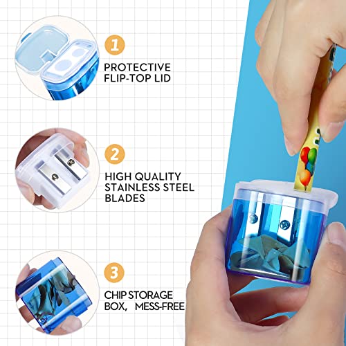 Shemira 60 Pack Pencil Sharpeners Bulk, Manual Pencil Sharpener for Kids