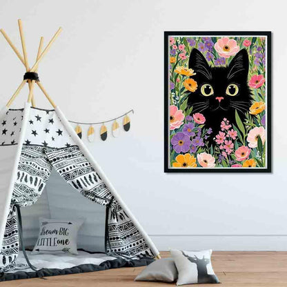 3 Pack Black Cat Scenery Stamped Cross Stitch Kits for Adults Beginners - color: Black Cat