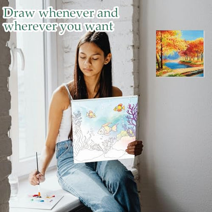 Ctosree 12 Sets Pre Drawn Canvas Kit for Painting,Mixed Style,8 x 8 in - size: 8 x 8 in, style: Mixed Style