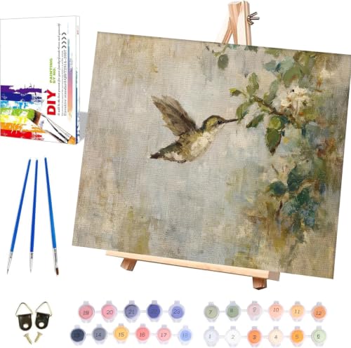 WUDWL Paint by Numbers Kit for Adults Framed Canvas, with Wooden Easel - color: YH05341