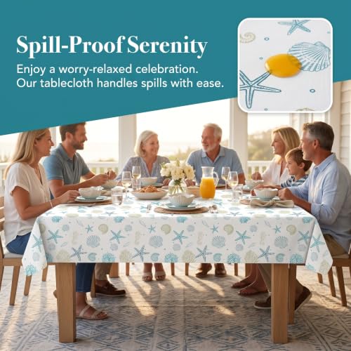 2 Pack Under the Sea Theme Plastic Disposable Tablecloth 54" x 108" - color: Sea Blue