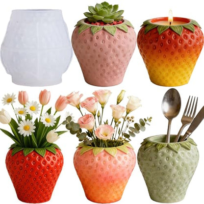 Strawberry Epoxy Resin Molds, Fruit Candle Holders Silicone Molds - color: Strawberry Resin Mold