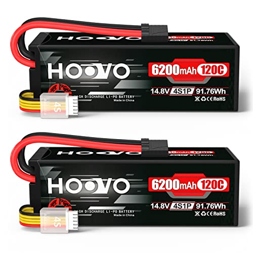 HOOVO 4S Lipo Battery 14.8V 6200mAh 120C RC Car Battery Hard Case TR Plug - style: 4S 6200mAh