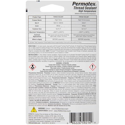 Permatex 59214 High Temperature Thread Sealant, 6 ml Tube - size: 6 ml, style: High Temperature Thread Sealant