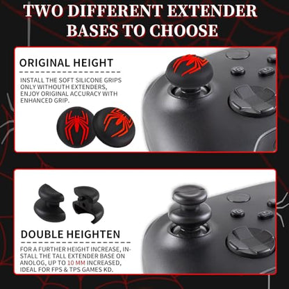 Silicone Skin Cover Sticker x 1 & Extender Grips x 2 for Xbox Series/One Controller Spider Net - color: 2