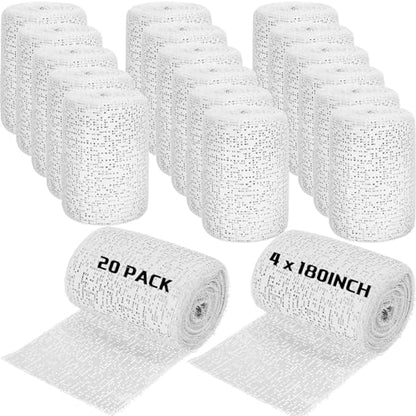 Nuogo 20 Pack Plaster Cloth Gauze Bandage Roll Bulk 5 Yards,4 x 180 Inch