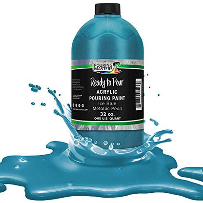 Pouring Masters Ice Blue Metallic Pearl 32-oz Acrylic Pouring Paint - color: Ice Blue Metallic Pearl, size: 32 Fl Oz (Pack of 1)