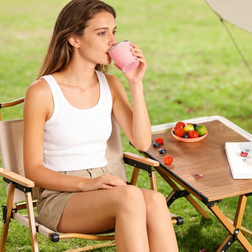 Collapsible Travel Cup, Foldable Water Cup with Lid, for Travel - color: Pink