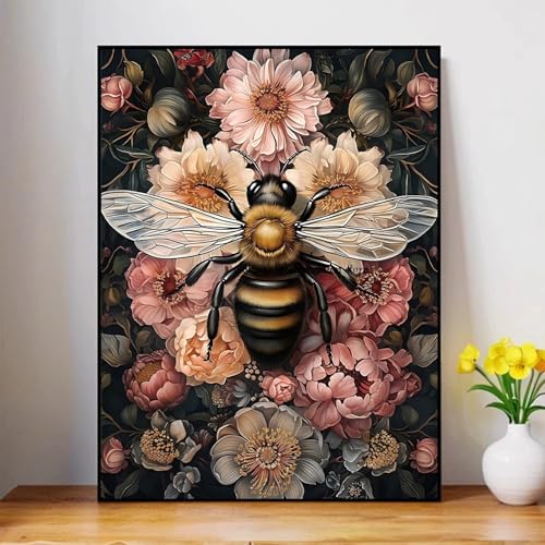 Framed Paint by Numbers Kit for Adults with Wooden Easel, Bee, 16x20 inch - color: BEE