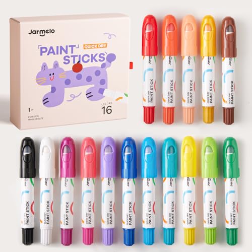 Jar Melo Tempera Paint Sticks, 16 Colors, Washable Solid Paint for Kids - style: 16 Colors