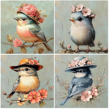 DAZZLEDOTS 4 Pack Bird Diamond Art Kits for Adults, Bird Diamond Painting - color: DT105