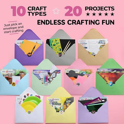 20 Arts & Crafts Kit for Kids, All-Inclusive, No Mess Craft Kits & Supplies for Boys & Girls – DIY Creative Activity, Easy Step-by-Step Guide, Individually Packaged Crafts, Christmas Gift, Travel Gift