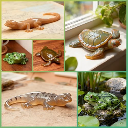 3Pcs 3D Reptile Silicone Molds - DIY Lizard Frog Turtle Resin Casting Mold - color: Frog Lizard Turtle Mold Set