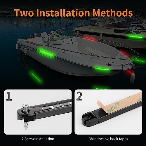 RVZONE Boat Red & Green Bow Navigation Lights, IP67 LED Marine Deck Light - color: 7.8 inch/Red and Green/black shell