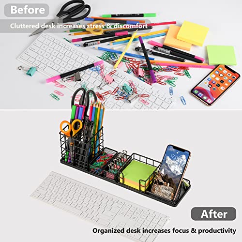 Topwey 7 in 1 Desk Organizer and Accessories - color: Jet Black