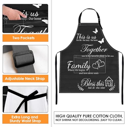 Britimes Apron with Pockets, 32x28 inch, 2 Pack, Sunflower - color: Black Yellow