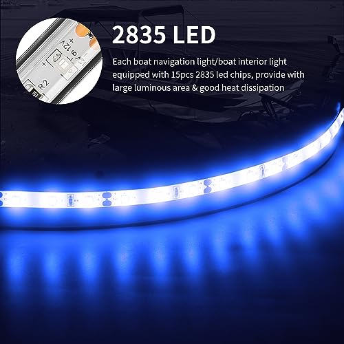 RVZONE Marine LED Boat Strip Lights, Blue 2‑Pack IP67 Interior Lighting - color: Blue/11.8 inch/2 Pcs