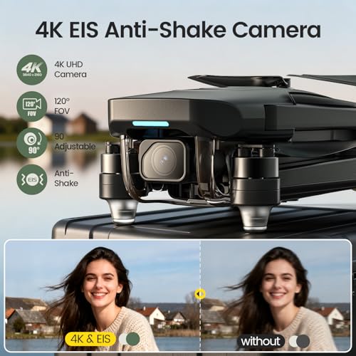 Holy Stone HS175G GPS Drone With 4K EIS Camera For Adults, 249g Foldable RC Quadcopter With Auto Return, Follow Me, 90 Mins Flight Time, Battery Fast Charge, Headless Mode