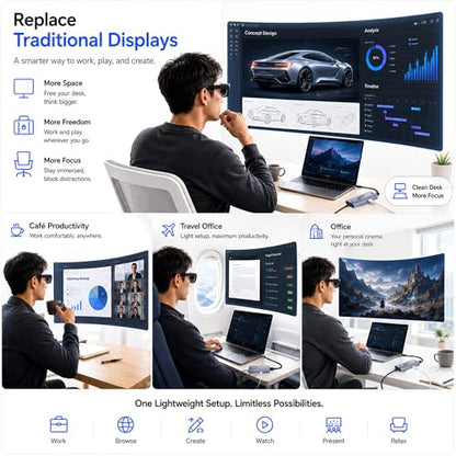 Guermok HDMI to USB C Video Display Adapter, 4.9ft AR Glasses Hub, 4K@60Hz - color: Silver, size: 4.9FT