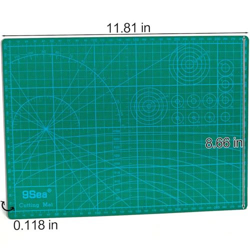 A4 Self Healing Cutting Mat, 12 x 8 in, Green - size: 11.8"L x 8.7"W