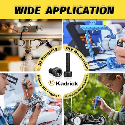 KADRICK 860PCS Metric Screws Assortment Kit,M6 M5 M4 M3 Hex Socket Head Cap - size: M3-M6 860Pcs