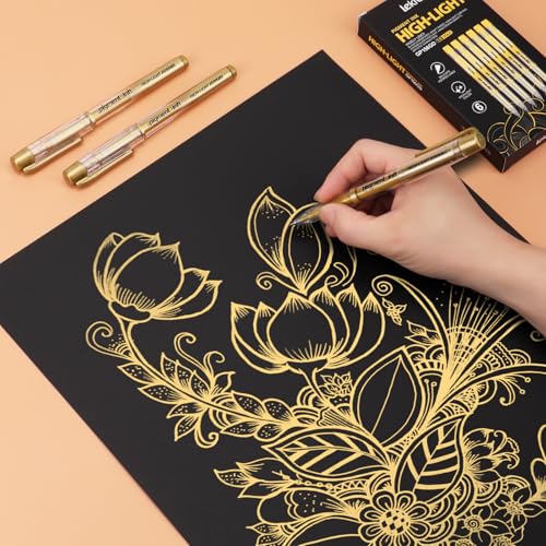 Gold Silver White Ink Gel Pens, 1mm Medium Fine Point, Opaque archival Ink Pen for Dark Paper Drawing,Sketching, Illustration, Card Making, Bullet Journaling (Gold Ink-3 Packs) - color: Gold Ink-3 Packs