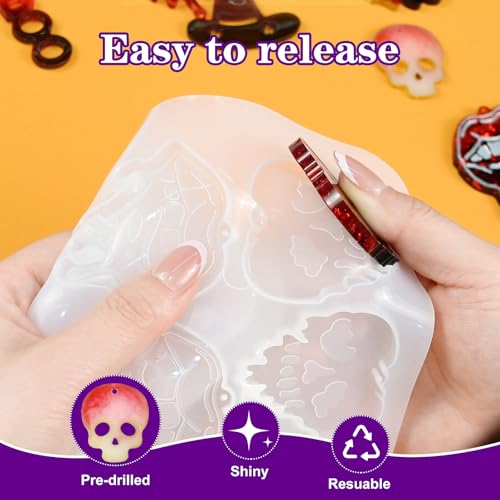 Resin Earring Mold with Hole, 3Pack Halloween Earring Casting Molds - color: 3 PCS Halloween Resin Molds with Holes