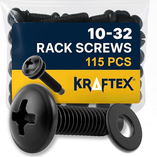 10-32 Rack Screws 115-Pack - Versatile Server Rack Accessories for Network Cabinets, Audio Mounts, Studs and Recording Studio Includes Nylon Washers. Perfect for Rackmounts - size: 10-32 (115 Pack)