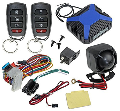 InstallGear Car Alarm Security & Keyless Entry System, Trunk Pop with Two 4-Button Remotes - Car Alarm System - Door Lock/Unlock, Keyless Key Fob for Car/Auto